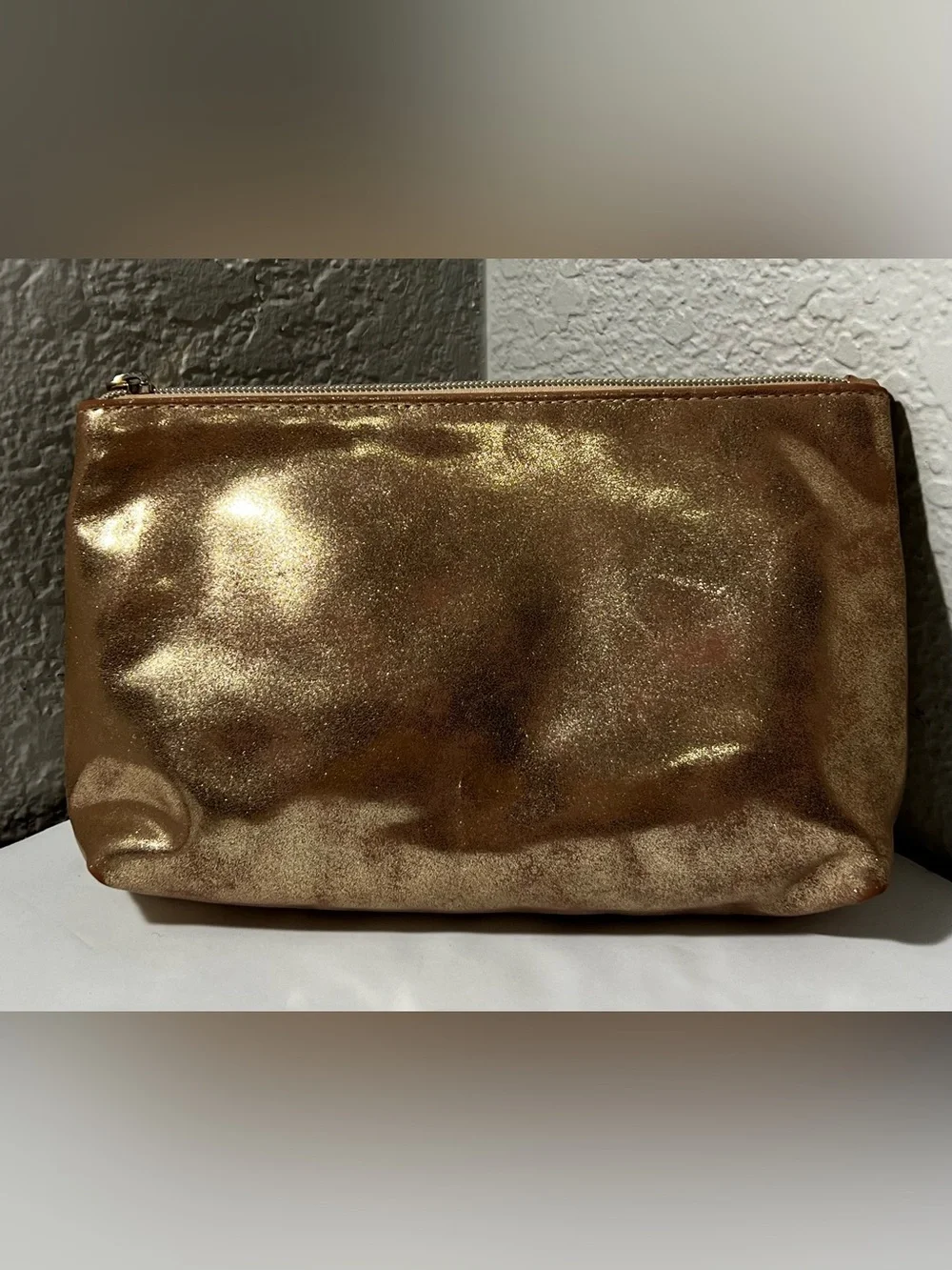 bareMinerals Gold Metallic Makeup Cosmetic Bag Travel Pouch